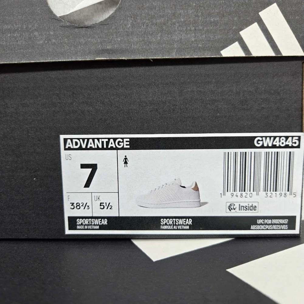 Adidas Women's Advantage 'White Copper Metallic' Shoes Size 7 New